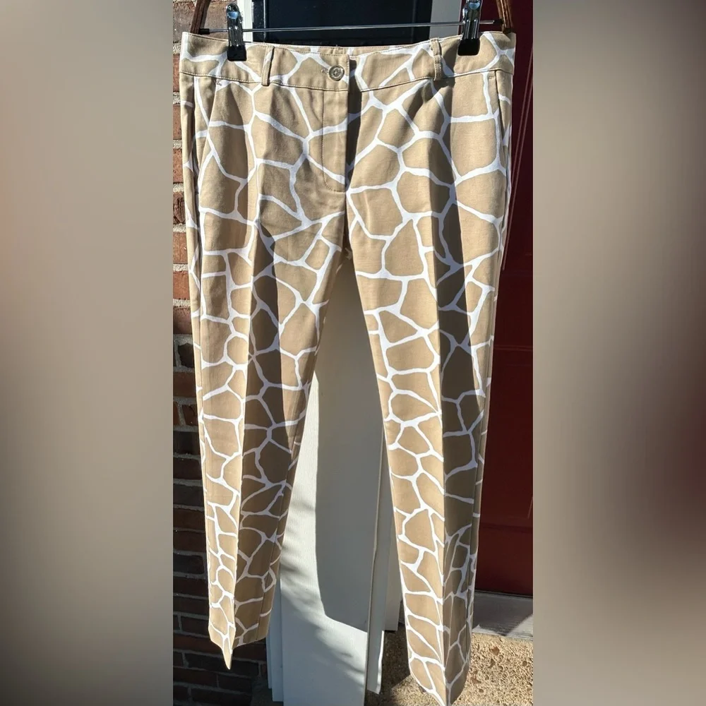 Michael Kors Tan and White Patterned Women’s Pants, Size 6, New without tags - Picture 1 of 14